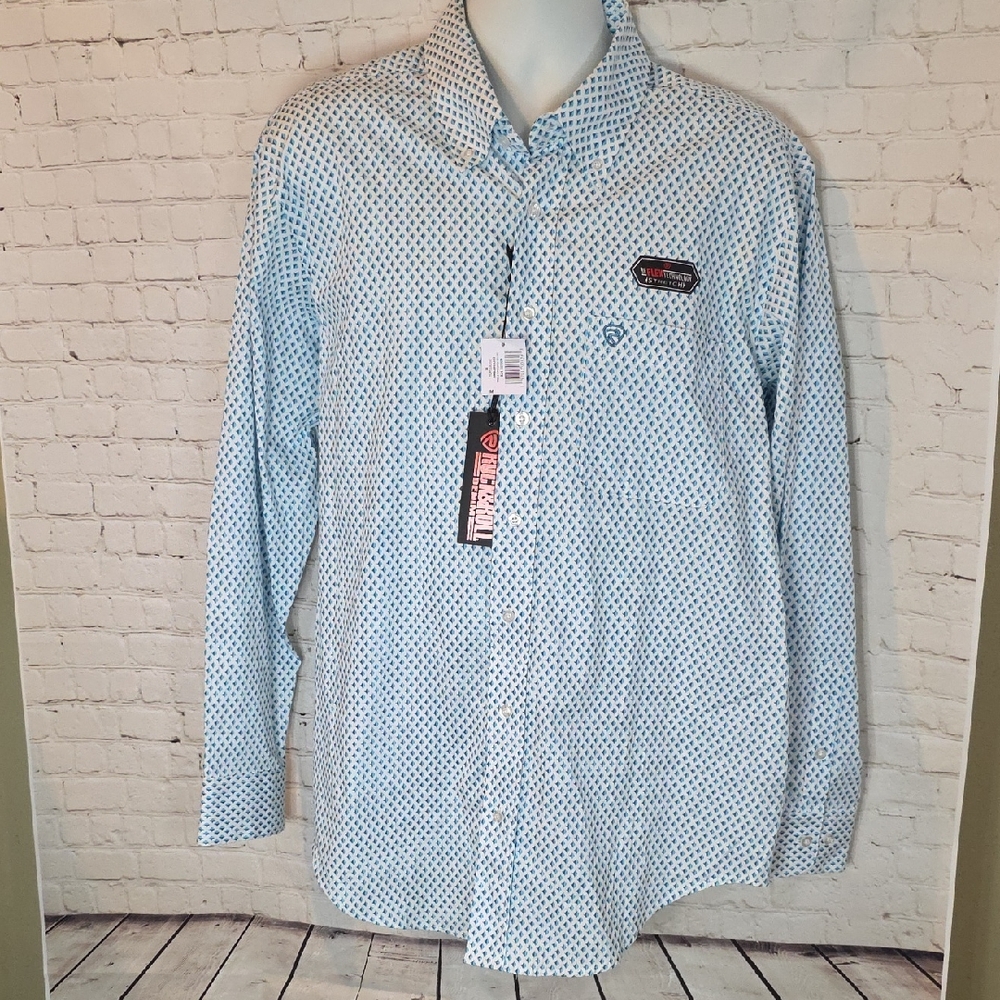 Rock & Roll Denim Men’s Classic Fit Reflex Stretch Geometric Diamond Shirt S Med